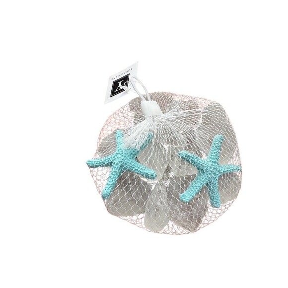 Young’s Inc White Sea Glass Decorative Fillers Aqua Starfish Net Bag - Picture 2 of 2